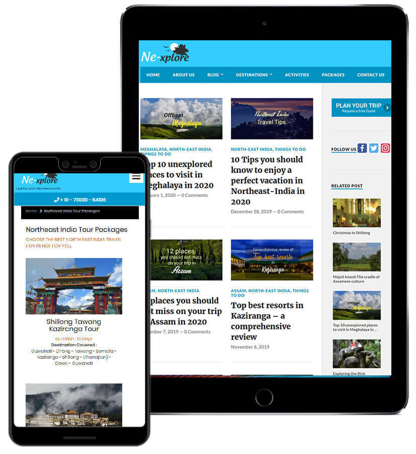 Website design case study of Nexplore Travels